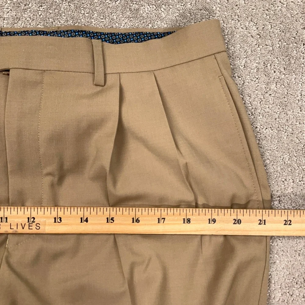 Lauren Ralph Lauren Dress Pants Mens 34W 32L Tan Performance Pleat Wool Stretch